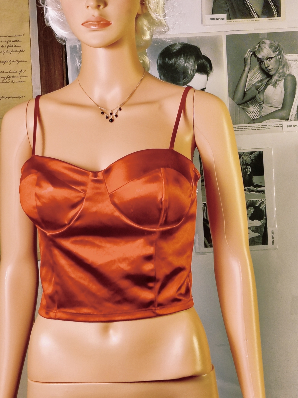 Red Satin Bustier Crop Top Spaghetti Strap Women’s XL Y2K Party Liz And Sara